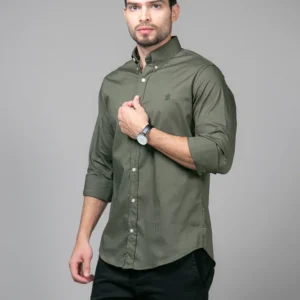 Camisa verde musgo para caballero